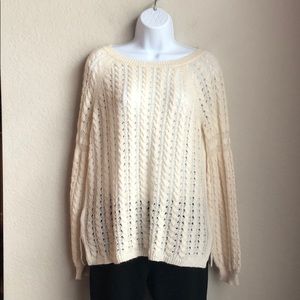LOFT Petite Cream Crew Neck Sweater
